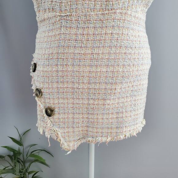Zara TRF Collection Frayed Tweed Mini Skirt Jumpsuit Size S - Picture 4 of 9